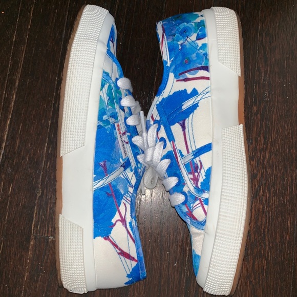 SUPERGA Blue & White Floral Sneaker - Picture 2 of 3